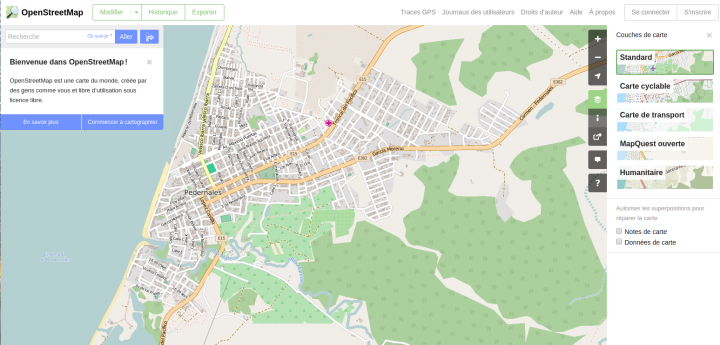Cartographie de Pedernales (détail) sur OpenStreetMap